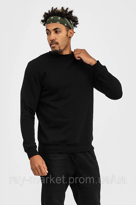 Світшот базовий Ray Basic полегшений чоловічий чорний (U0302M-Black) 5XL, Демісезонна, Тринитка з начосом (на флісі) Київ - фото 1