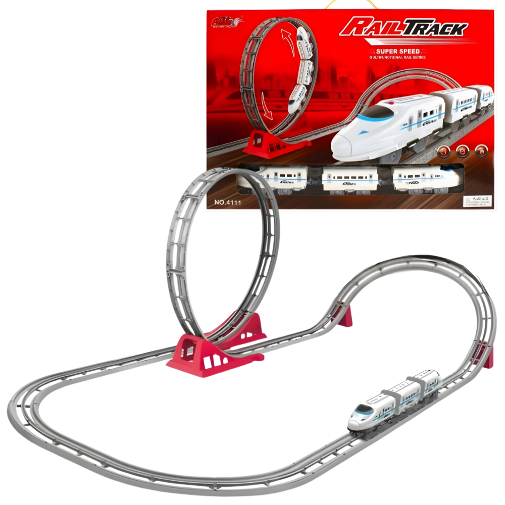 Іграшкова залізниця, дитяча з поїздом на батарейках 4хAAA для хлопчиків і дівчаток, пластикова, велика 115х53х41 см Кам'янець-Подільський - фото 7