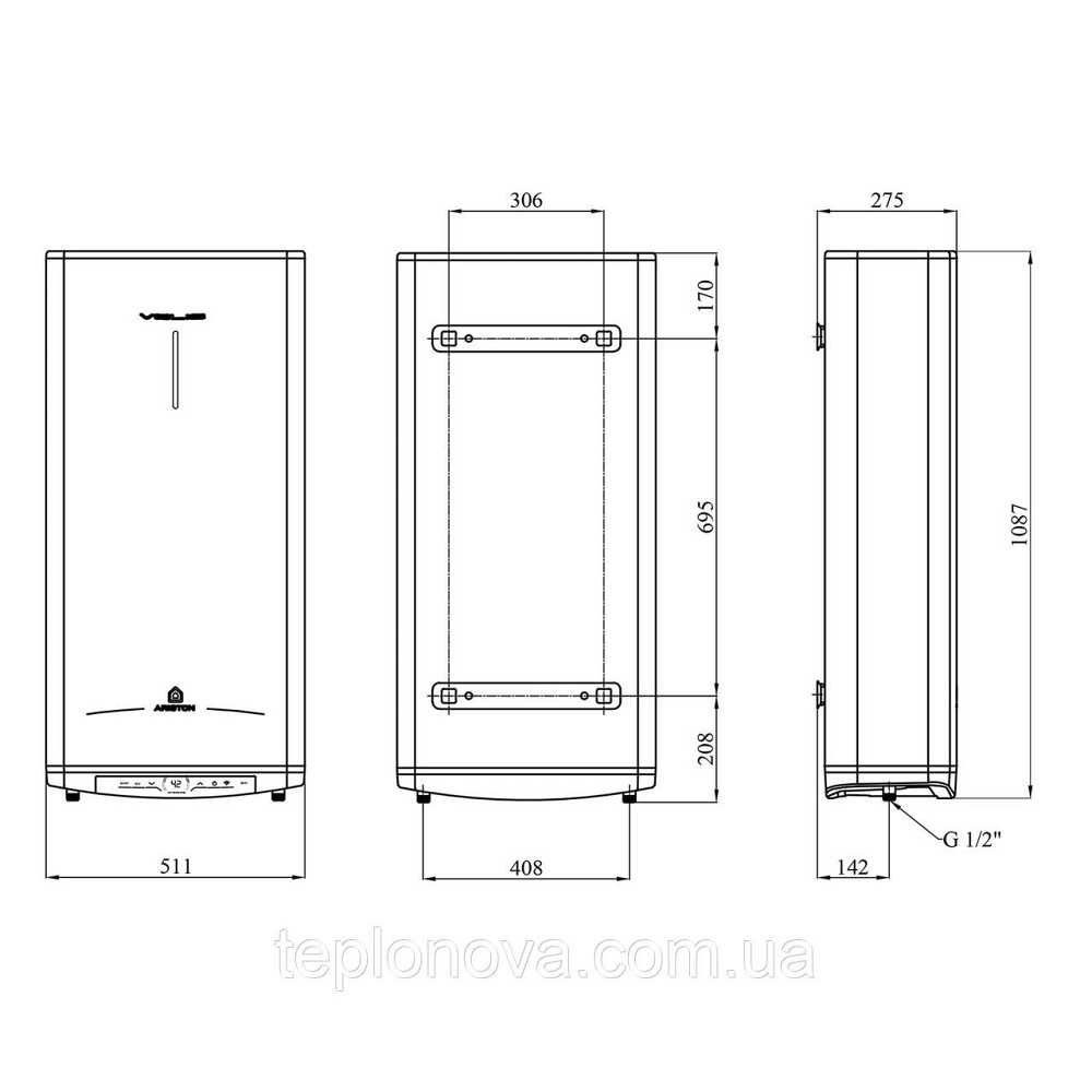 Водонагрівач Ariston VELIS PRO DRY WIFI 80 EU з сухим ТЕНом 3100909 Чернівці - фото 2