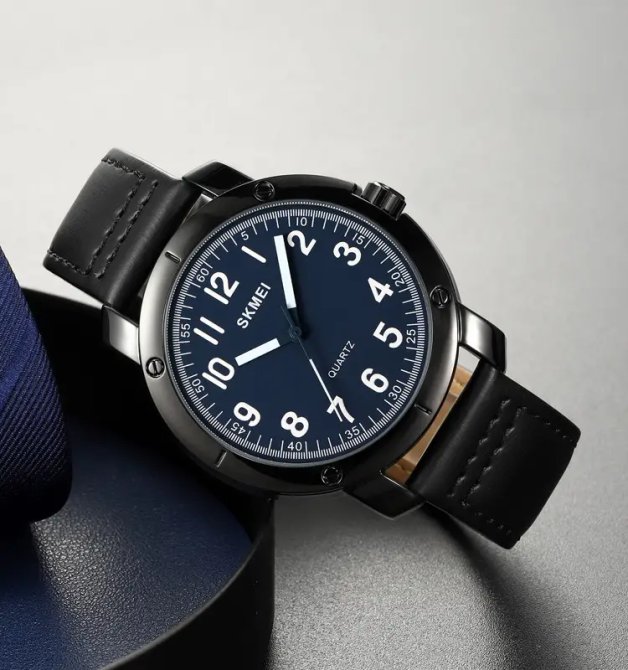 Классические наручные мужские часы Skmei 1987 Черны с синим Винница - изображение 4