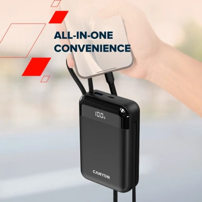 Батарея универсальная Canyon 20000mAh OnPower 204 PD/20W Built-in Lightning Cable (CNS-CPB204B) Винница - изображение 7