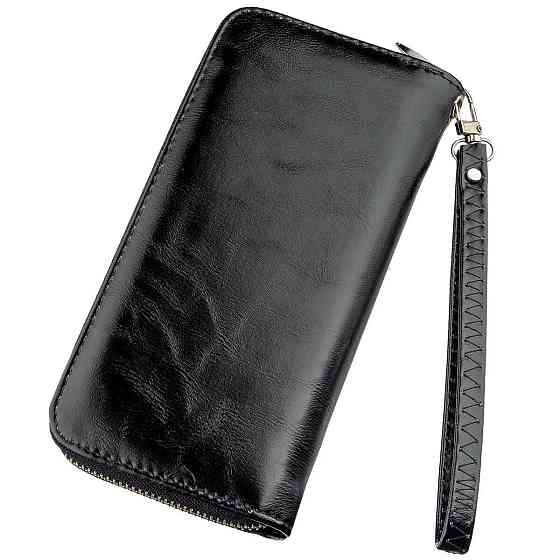 Гаманець жіночий на одну блискавку з екокожі гладкий KIVI 19040 Чорний Київ