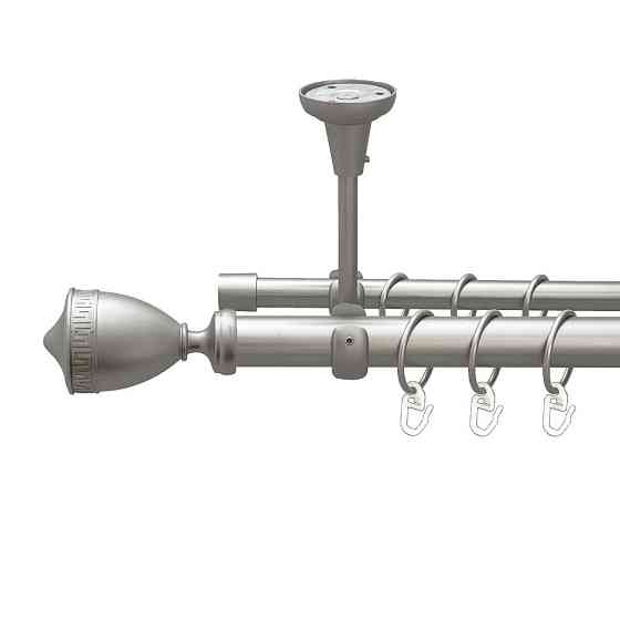 Карниз Orvit Афіна металевий дворядний відкритий до стелі гладка труба кільце металеве Сатин 25\16 мм 300 см (00-00023751) Львів