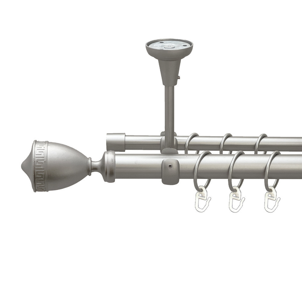 Карниз Orvit Афіна металевий дворядний відкритий до стелі гладка труба кільце металеве Сатин 25\16 мм 300 см (00-00023751) Львів - фото 1
