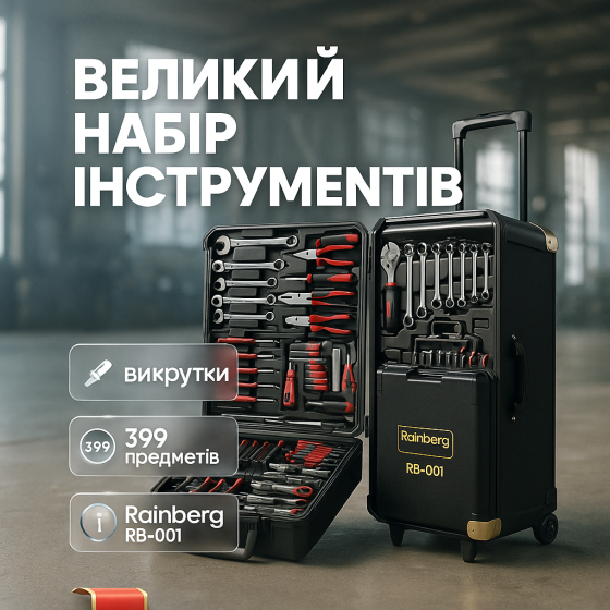 Набор накидных ключей для автомастерских Rainberg RB-001 399шт, Полный набор инструментов для авто UD-96 Львов