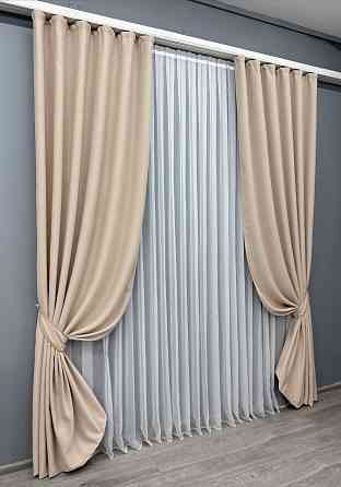 Комплект готових штор VR-Textil Bagema Rvs № 1700ш Бежевий 100х270 см 2 шт (31-0014) Київ