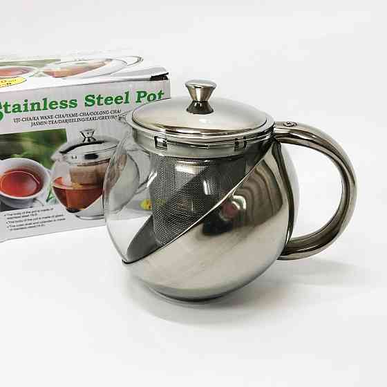 Скляний чайник з фільтром для заварювання чаю UNIQUE UN-1162 0.75 л, Красиві заварники для чаю PU-47 Львів