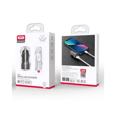 Зарядное устройство XO CC48 + cable Lightning Smart Metal 2USB, 2.4A Grey (XO-CC48i-GR) Винница - изображение 2