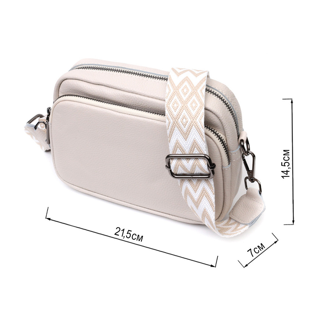 Стильная женская сумка кросс-боди из натуральной кожи Vintage 22295 Белая Киев - изображение 3