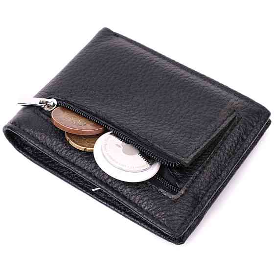 Якісний затиск із натуральної шкіри ST Leather 22472 Чорний Київ