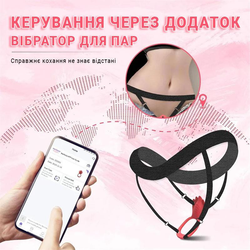 Силіконовий подвійний Smart вібратор-трусики безшумний для пар 6x13 см Червоний Вінниця - фото 9