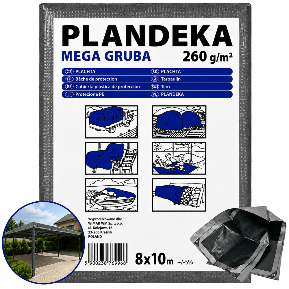 Тент 260 г/м2 8х10м "PLANDEKA" поліпропіленовий для захисту від дощу Дніпро - фото 11