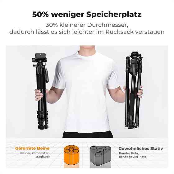 Штатив K&F CONCEPT S255A3+BV01 черный 190 см алюминиевый до 4 кг легкий компактный Киев