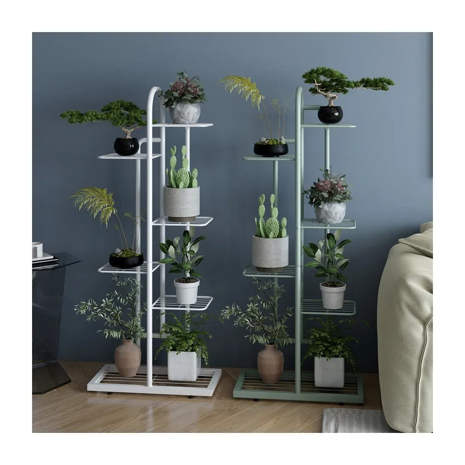 Стеллаж для растений на резиновых ножках, металлический на 7 ярусов цвет белый Каменец-Подольский - изображение 3