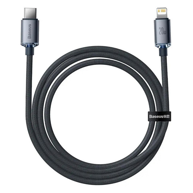 Кабель Baseus Crystal Shine PD 20W USB-C to Lightning CAJY000201 (Сірий, 1.2м) Николаев - изображение 2
