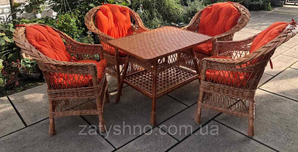 Плетені меблі з кораловими накидками | Меблі з лози плетені | меблі з лози Київ - фото 6