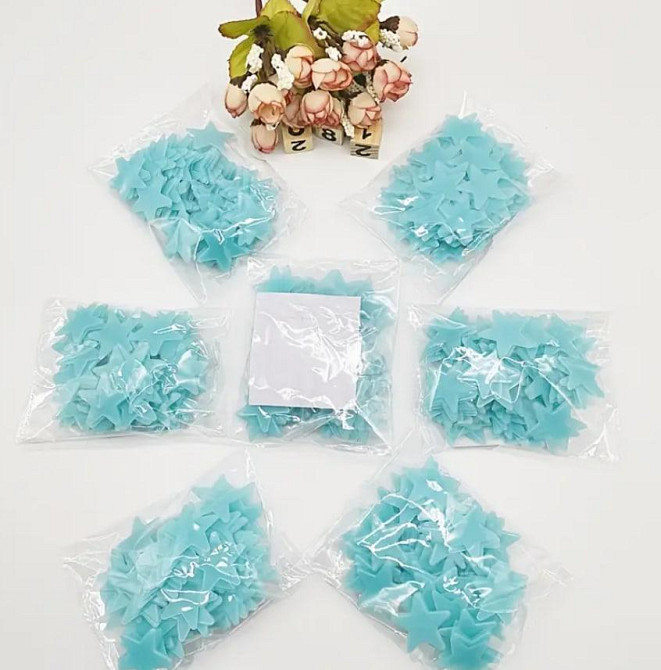 Набор флуоресцентных звезд 100 шт | Пастельные самоклеящиеся стикеры для потолка, стен, детской. Киев - изображение 3