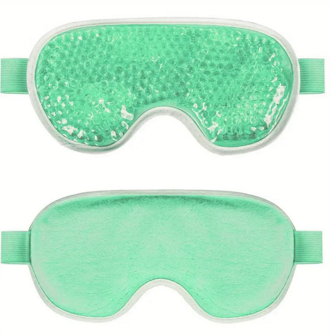 Гелевая маска для глаз многоразовая, эффект тепла или холода, релакс, путешествия. Зеленая, 1шт. Киев - изображение 1