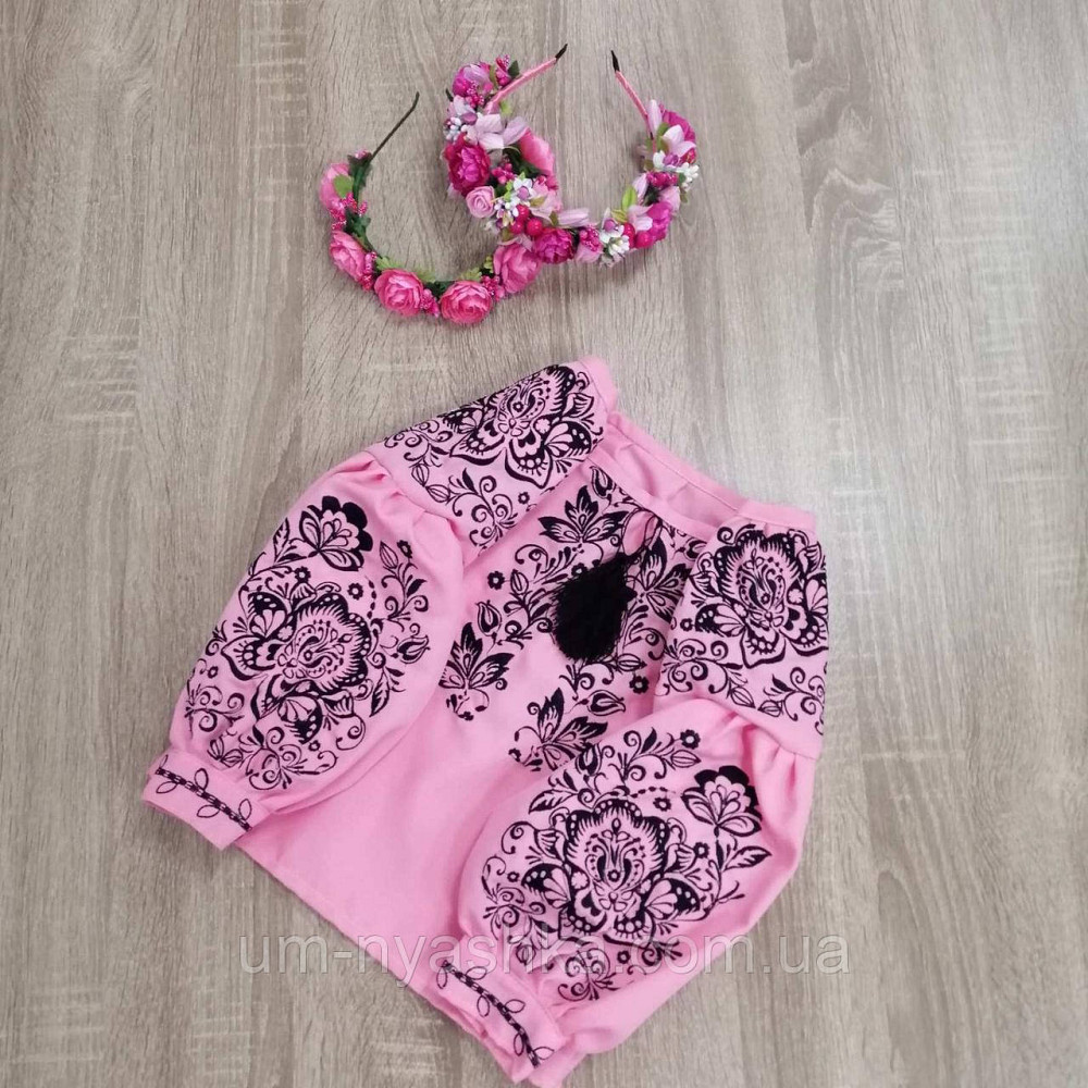 Дитяча вишиванка рожева Троянда на рожевому Кривий Ріг - фото 2