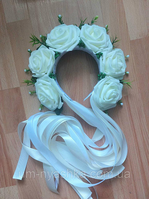 Айвори веночек Ободок обруч с цветами сценический айвори с лентами Кривой Рог - изображение 1