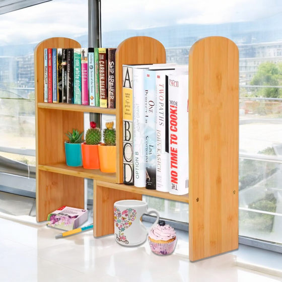 Настольная полка из бамбука для книг и аксессуаров с возможностью регулировки положения, 65×45×15см Каменец-Подольский