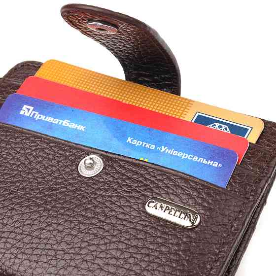 Компактный кошелек для мужчин из натуральной зернистой кожи CANPELLINI 21686 Коричневый Киев