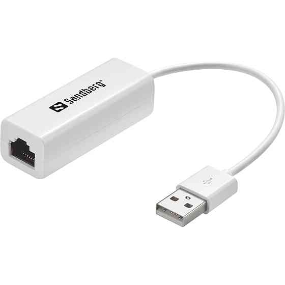 Перехідник USB 2.0 Type-A --> Ethernet RJ45 100Mb Sandberg білий Вінниця