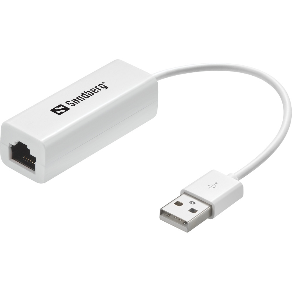 Перехідник USB 2.0 Type-A --> Ethernet RJ45 100Mb Sandberg білий Вінниця - фото 1