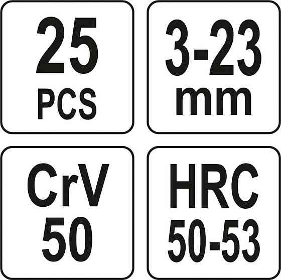 Набір екстракторів YATO 25 Од. Ø= 3-23 мм, для зломаних гвинтів [10] Одесса