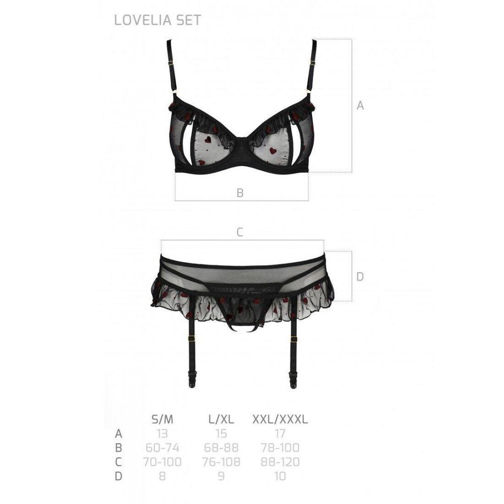 Сексуальний комплект з поясом для панчіх Passion LOVELIA SET L/XL, black Sex Aura Київ - фото 7