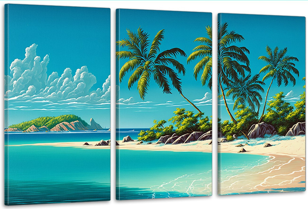 Модульна картина у вітальню/ спальню   Пляж      ART-163_3A 70х130 см Київ - фото 1