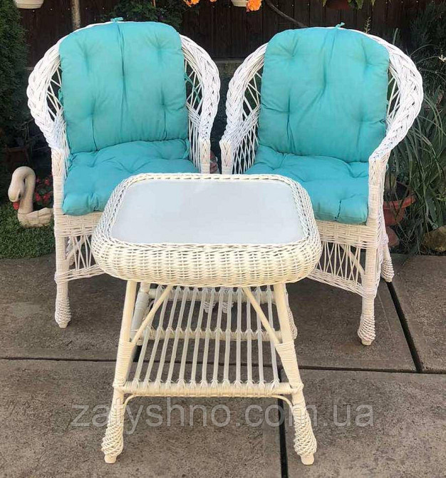Белая плетеная мебель с накидками|Мебель из лозы белая с квадратным столом |мебель плетеная на подар Киев - изображение 4