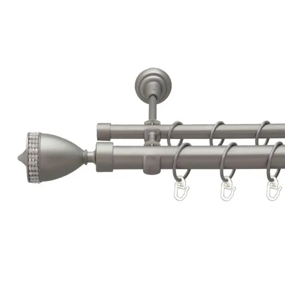 Карниз Orvit Етернія металевий дворядний відкритий гладка труба кільце металеве Сатин 25\16 мм 160 см (6353163) Львів