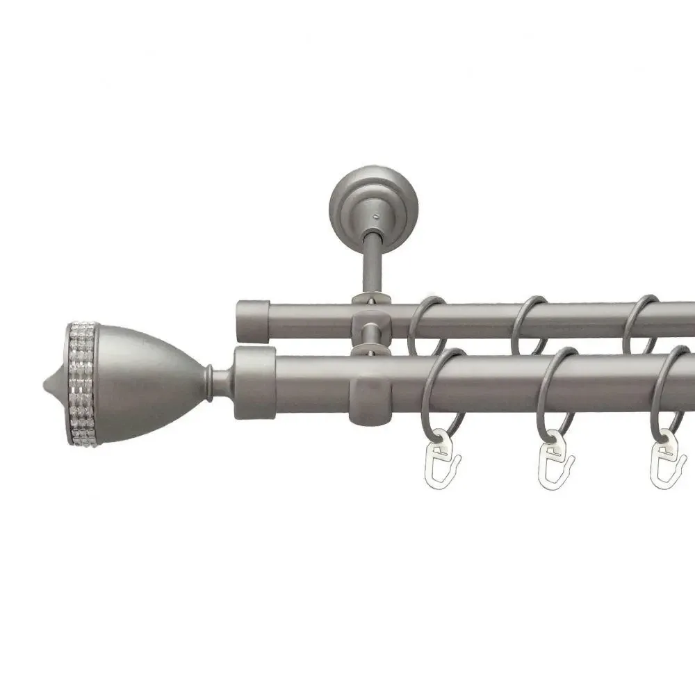 Карниз Orvit Етернія металевий дворядний відкритий гладка труба кільце металеве Сатин 25\16 мм 160 см (6353163) Львів - фото 1