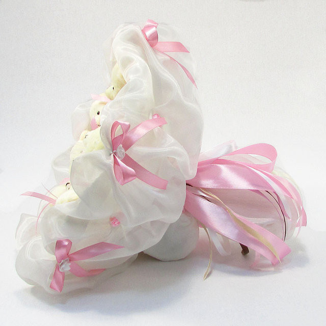 Букет з м'яких іграшок 11 ведмедиків 5286IT біло-рожевий Вінниця - фото 3