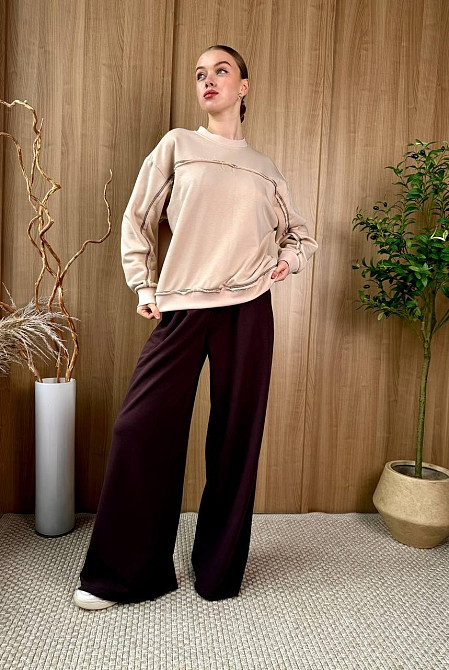 Женский стильный повседневный костюм из трехнитки диагональ Одесса - изображение 3