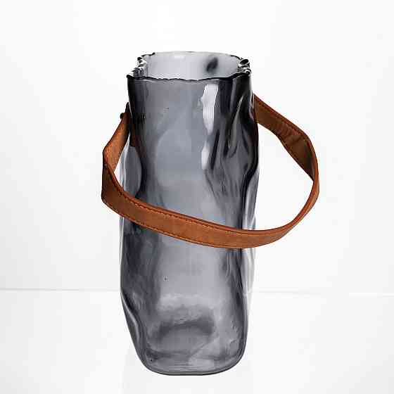 Подарункова скляна ваза сумочка з ручкою 18×9×25 (см) декоративна Сірий HP-19-157-2 Київ