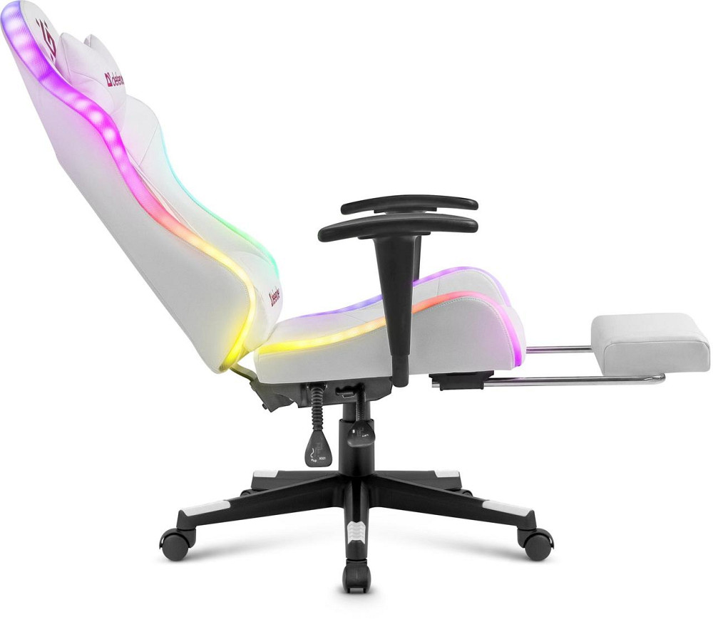 Геймерське крісло Defender Watcher поліуританове з RGB підсвічуванням та підніжкою (Біле) Вінниця - фото 8