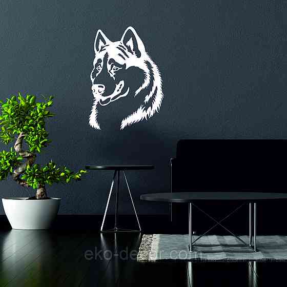 Декоративне настінне Панно «Хаскі», Декор на стіну 90*66 см, Білий Київ