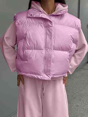 Жіночий стильний теплий костюм-трійка з турецької двонитки + плащівка емі Рожевий, 44 Одеса