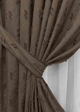 Комплект штор VR-Textil Лен Букле № 1891ш Коричневый 100х290 см 2 шт (31-0082) Киев