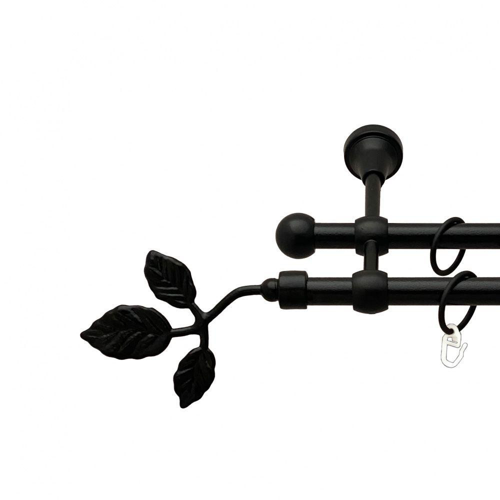 Карниз Orvit Тоскана металевий дворядний литий гладка труба кільце металеве Чорний Оксамит 16\16 мм 140 см (00-00013888) Львів - фото 1