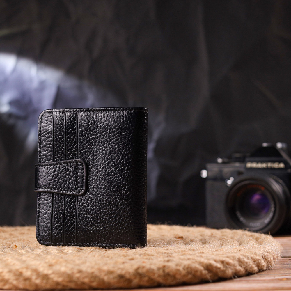 Стильный кошелек из натуральной зернистой кожи CANPELLINI 21688 Черный Киев - изображение 9