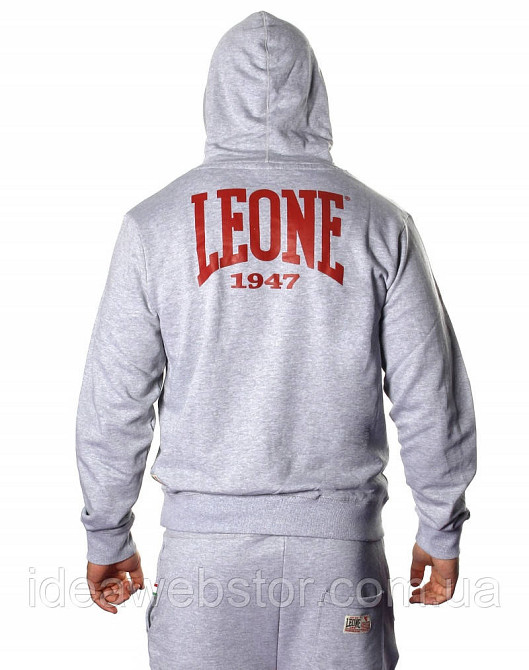 Толстовка чоловіча Leone Legionarivs Fleece Grey сіра з капюшоном із бавовни для спорту тренувань ММА бокса та повсякденного носін Київ - фото 8