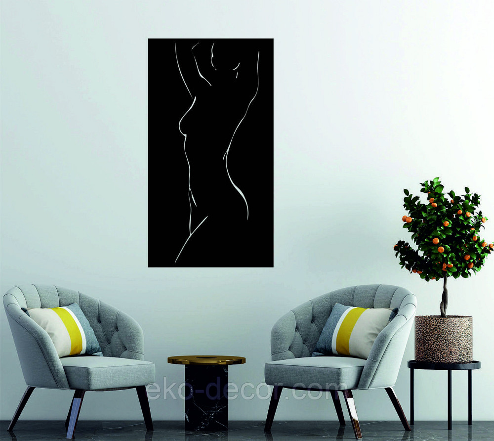 Декоративное настенное Панно «Силуэт женщины», Декор на стену 70*38 см, Черный Киев - изображение 5