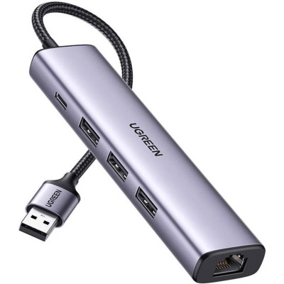 Концентратор Ugreen USB 3.0 to 3хUSB 3.0/Type-C+RJ45(1000M) Ethernet 5in1 CM475 (60554) Винница - изображение 1