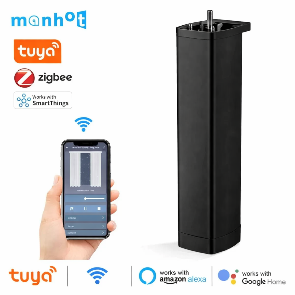 Розумний безшумний мотор для карниза з Wi-Fi управлінням Livolo чорний Коломия - фото 1