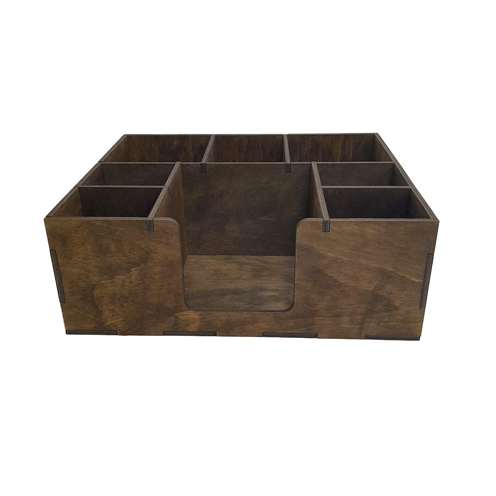 Органайзер EKOSTAR дерев'яний коричневий з отворами д/кришок Київ - фото 1