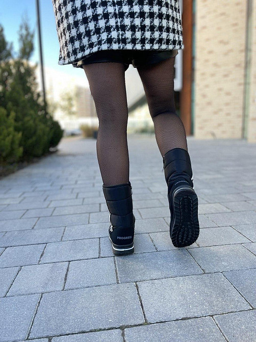 Прогресс Дутіки жіночі Progress чорні зима плащівка висота 21см (5300) Коломия - фото 5