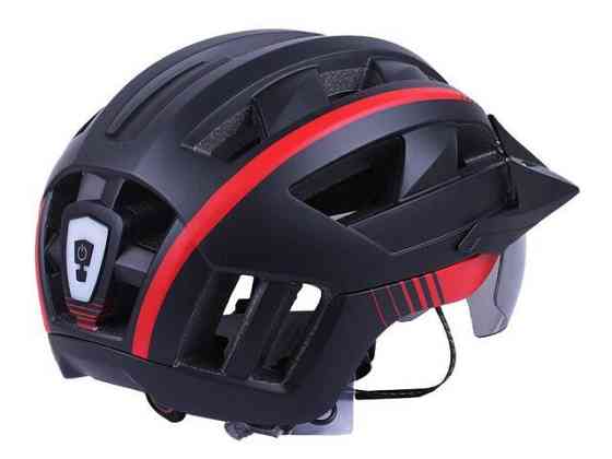 Шлем велосипедный GTS-H-050 с красным габаритным фонарем, козырьком, очками (черный с красным, size L) Мукачево